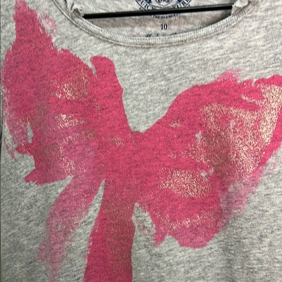 Vintage Juicy Couture Shirt Top Gray Tee Pink Bow Cap Blouse Girls Ruffle Y2K - Picture 2 of 12